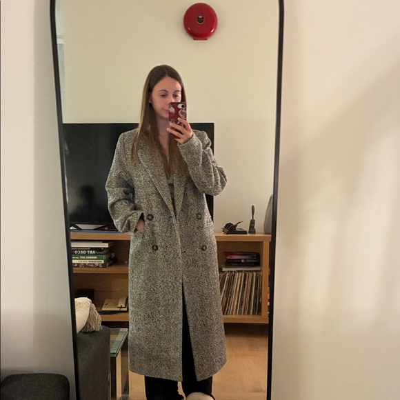 Dynamite Gray Herringbone Double-Breasted Pea Coat - Picture 5 of 6